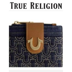 True Religion Horseshoe Quilted Denim Wallet